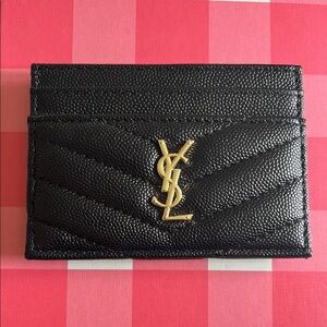 YSL Monogram Card Case in Grain Leather